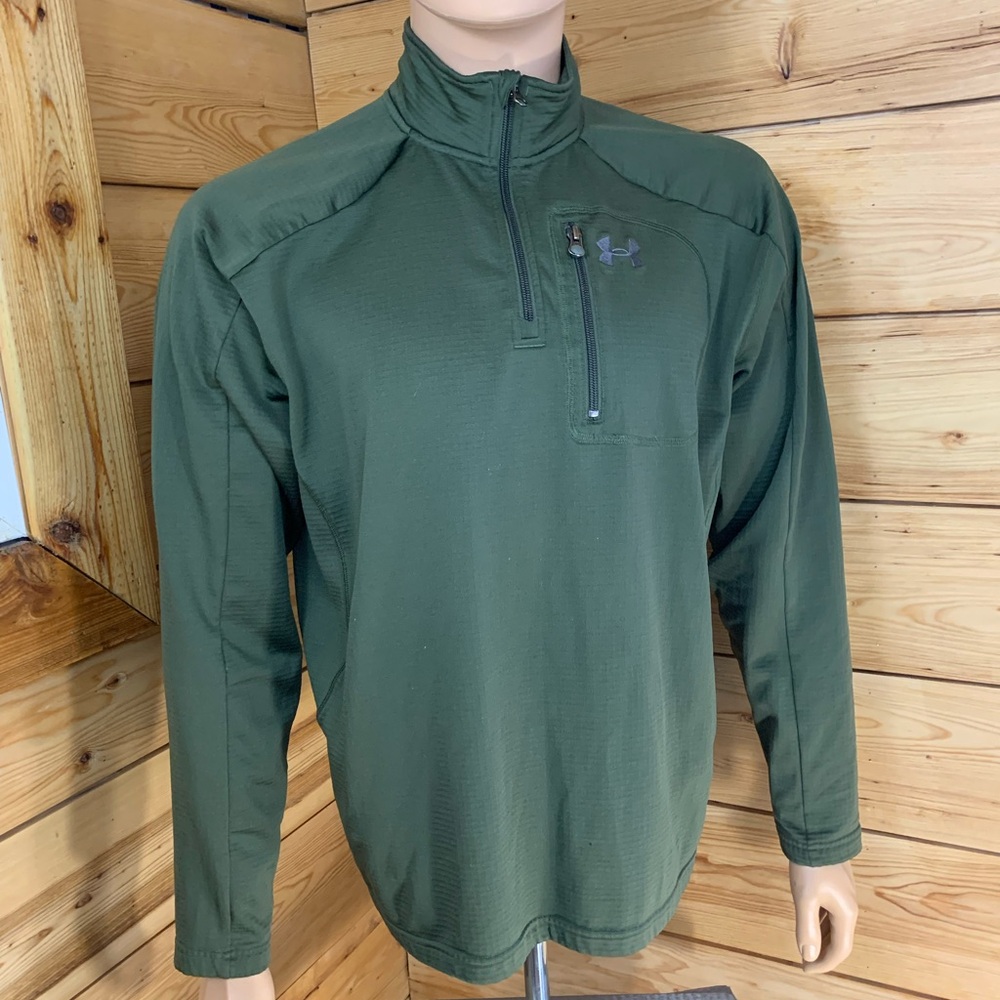 Under Armour Men’s Lg Base Layer Quarter Zip Long Sleeve Army Green Lightweight